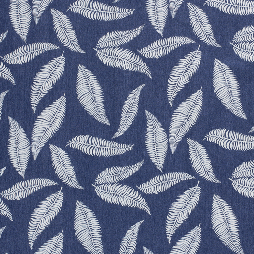 Leaves Printed Denim Fabric 