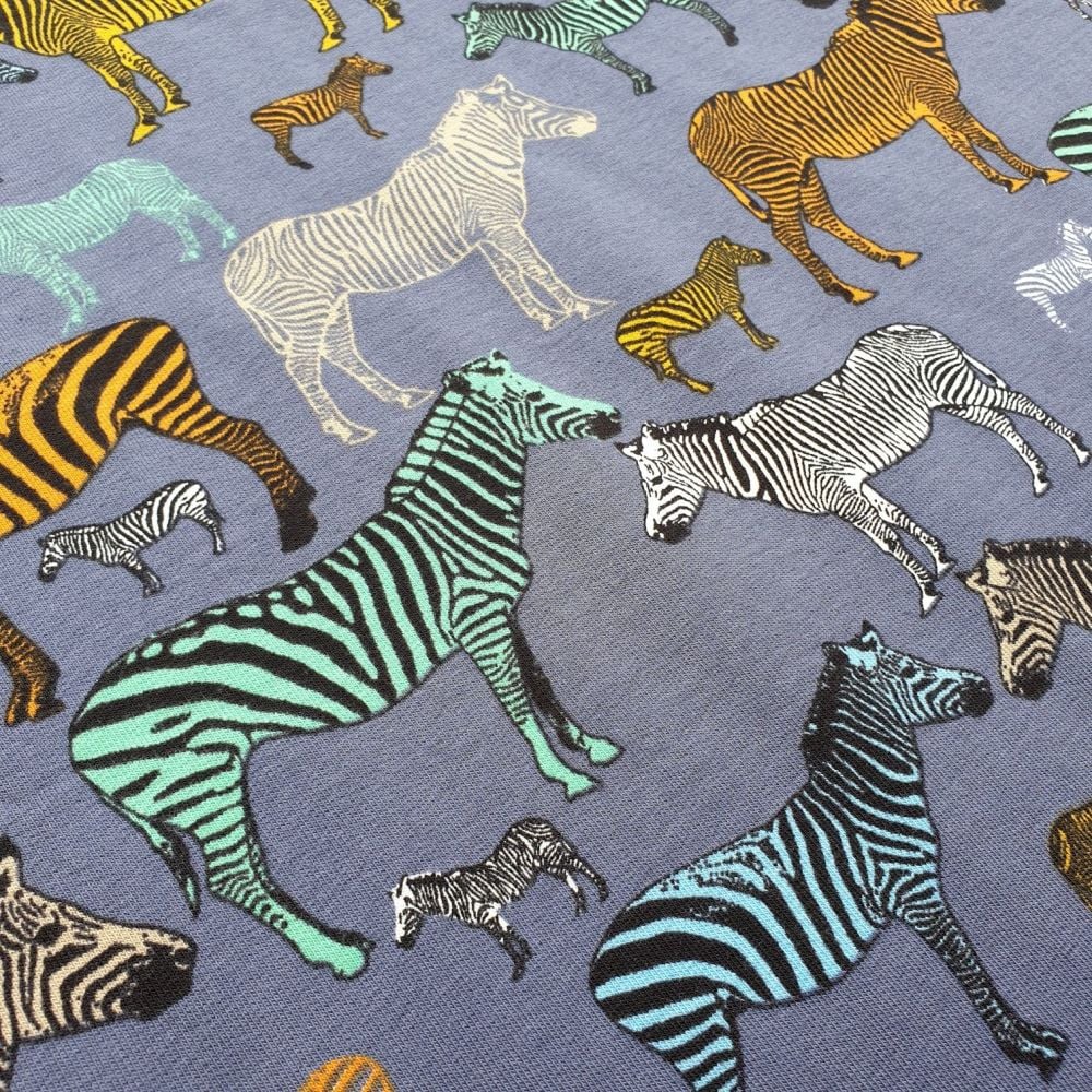 Zebras French Terry Cotton Jersey Fabric