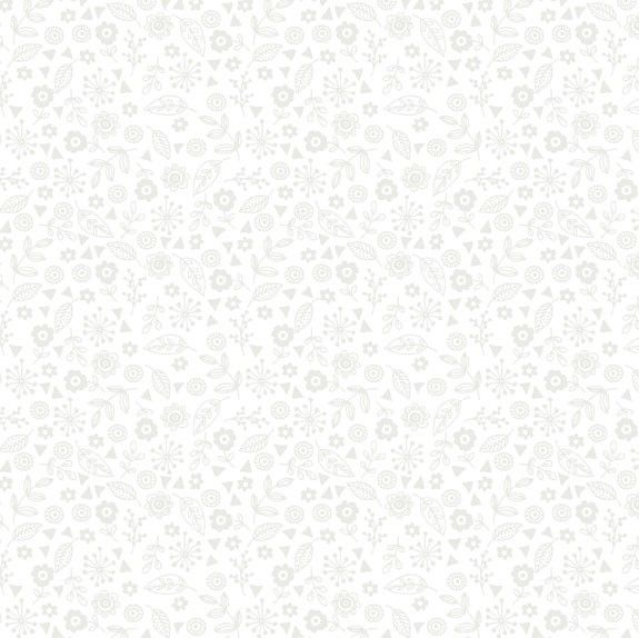 Makower Essential Doodle Ditzy White On White Cotton Fabric