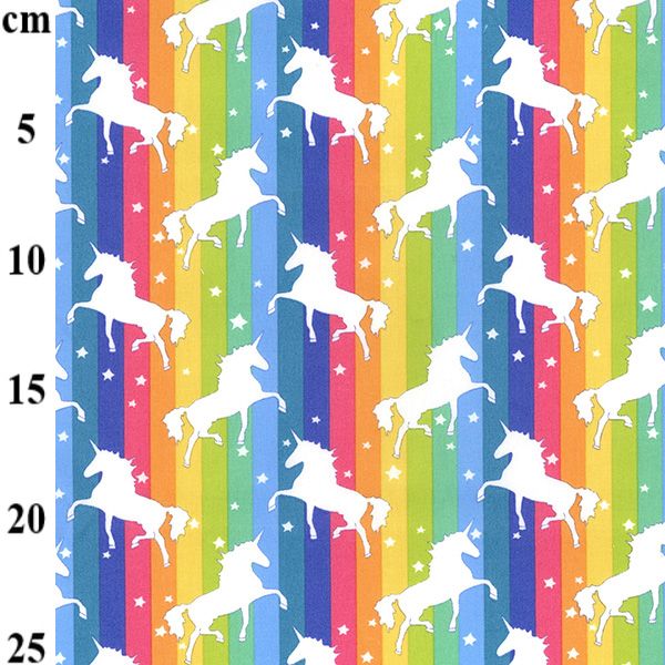 Cotton Poplin Unicorn Rainbows 