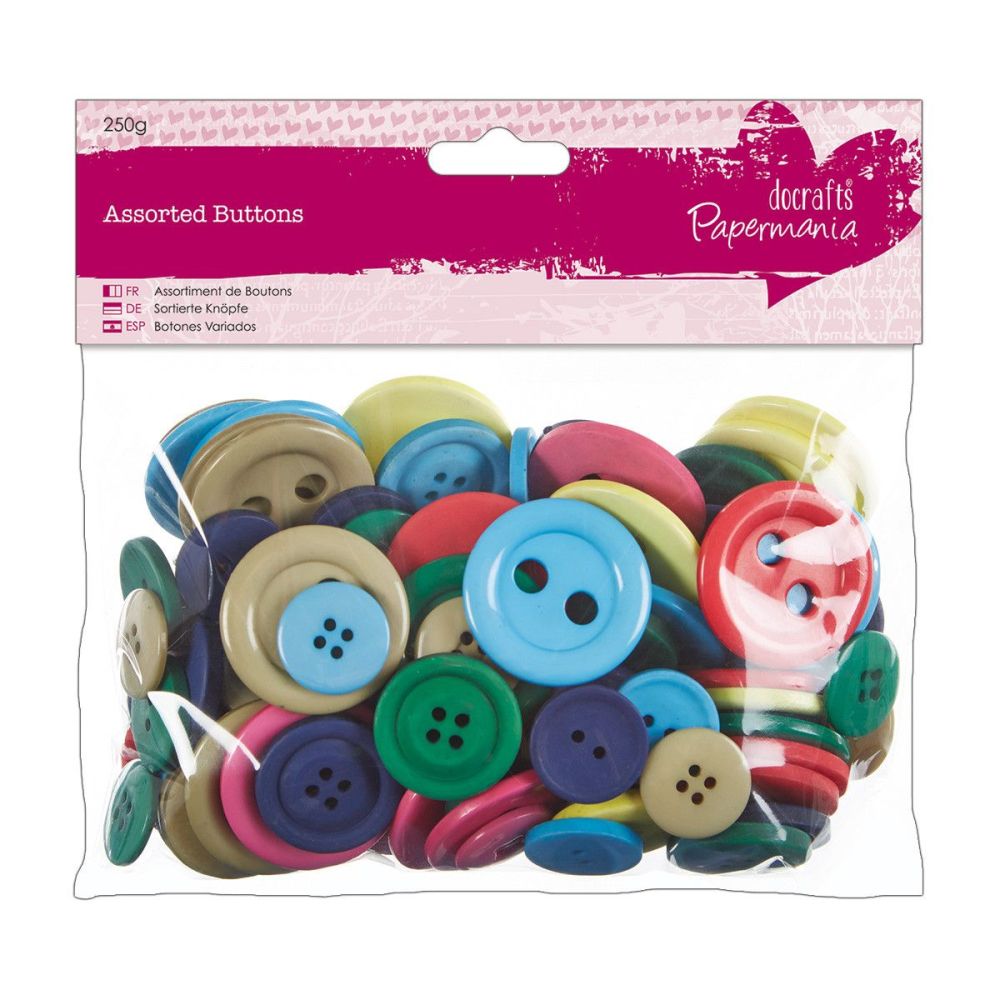 Do Crafts Assorted Buttons 250g Bag Bright Colours 