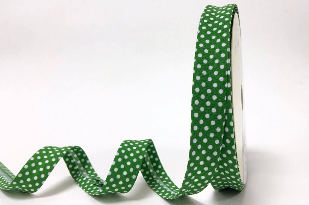 Bias Binding 18mm Emerald Polka Dots 