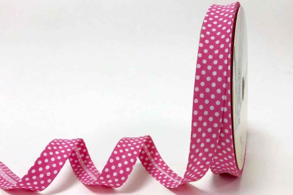 Bias Binding 18mm Mid Pink Polka Dots 