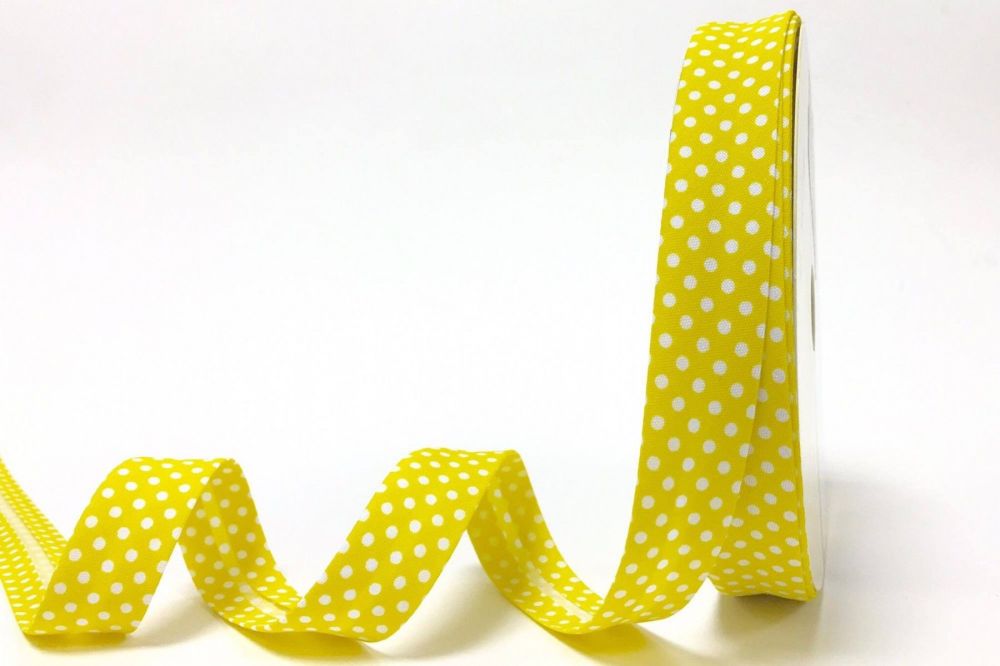 Bia Binding 18mm Yellow Polka Dots 