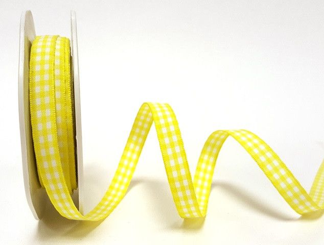 Yellow 9mm Gingham Ribbon