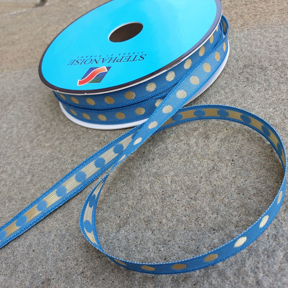 Polka Dot Ribbon 10mm Blue 