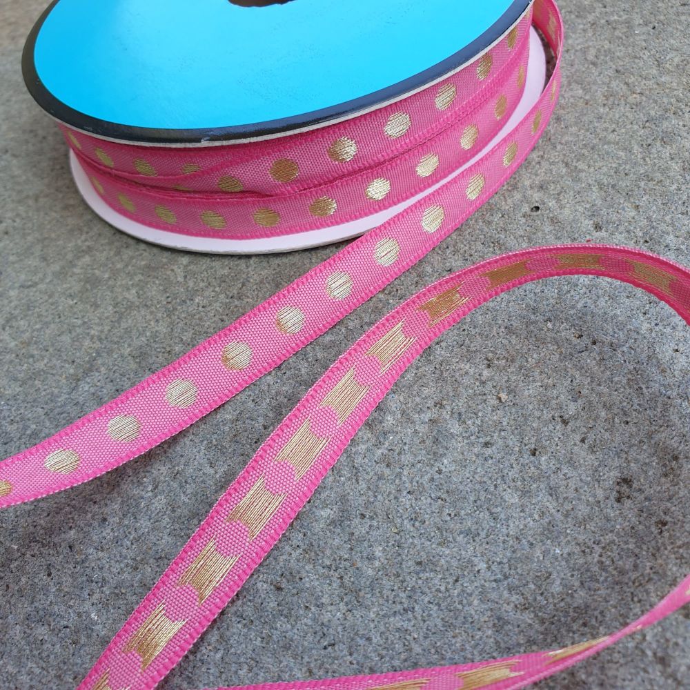 Polka Dot Ribbon 10mm Pink 