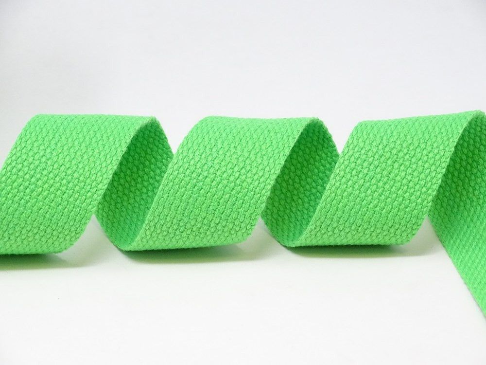 30mm Neon Green Bertie's Bows Cotton Blend Heavy Weight Webbing 5 metre Roll 