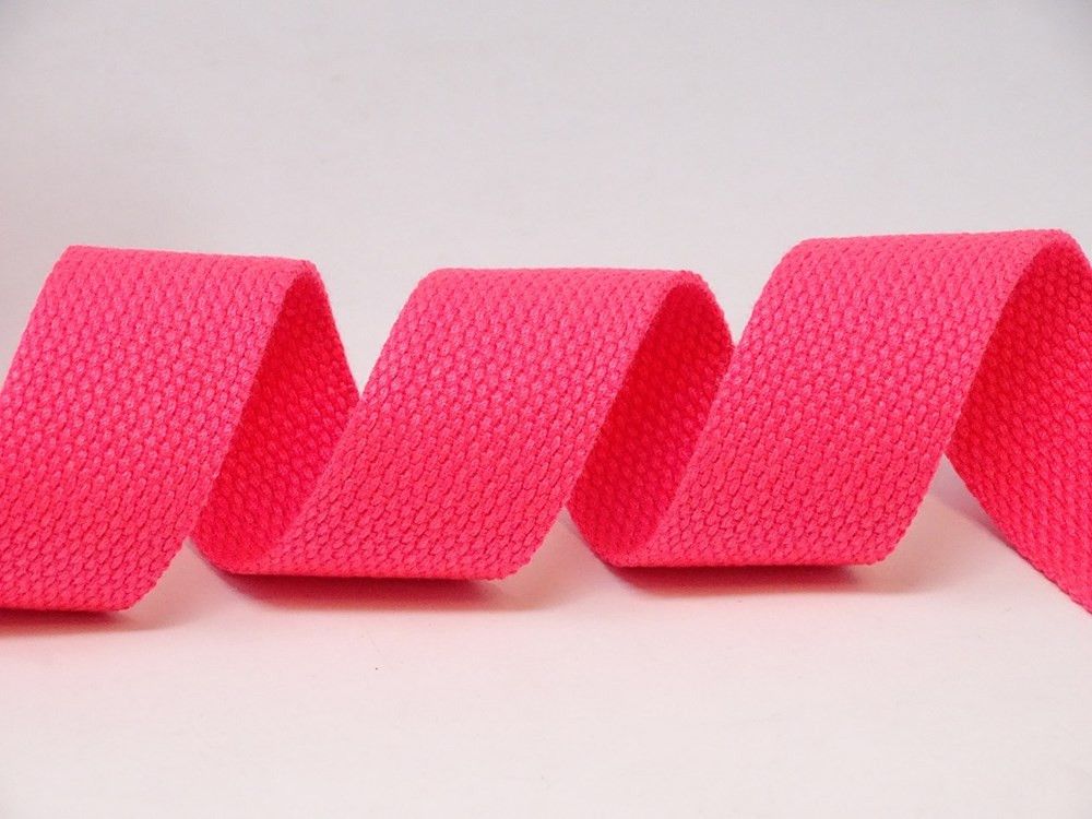 30mm Neon Pink Bertie's Bows Cotton Blend Heavy Weight Webbing 5 Metre Roll