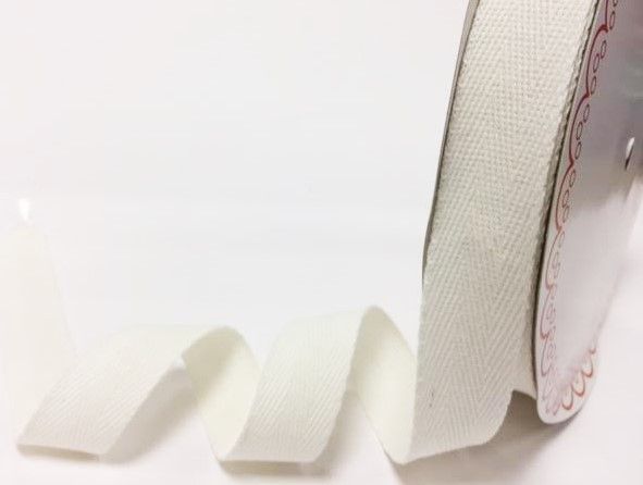 25mm Bertie's Bows Cotton Herringbone Webbing Ivory 