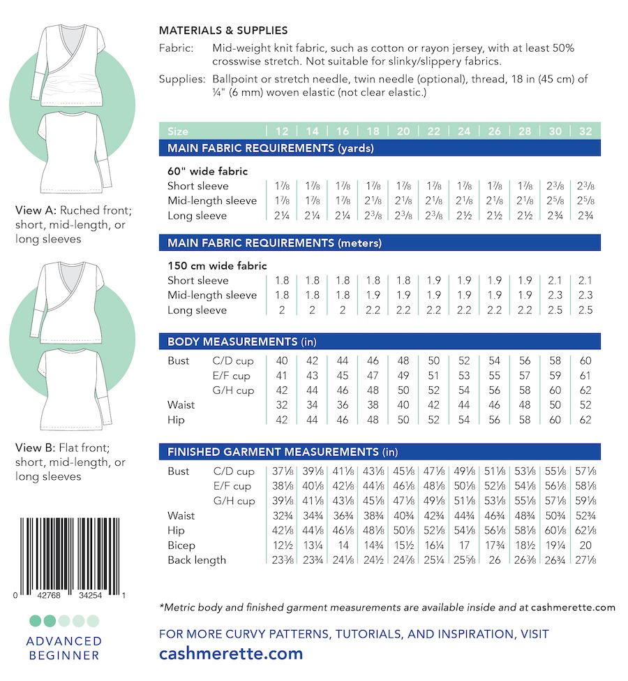 Cashmerette Dartmouth Top Sewing Pattern 