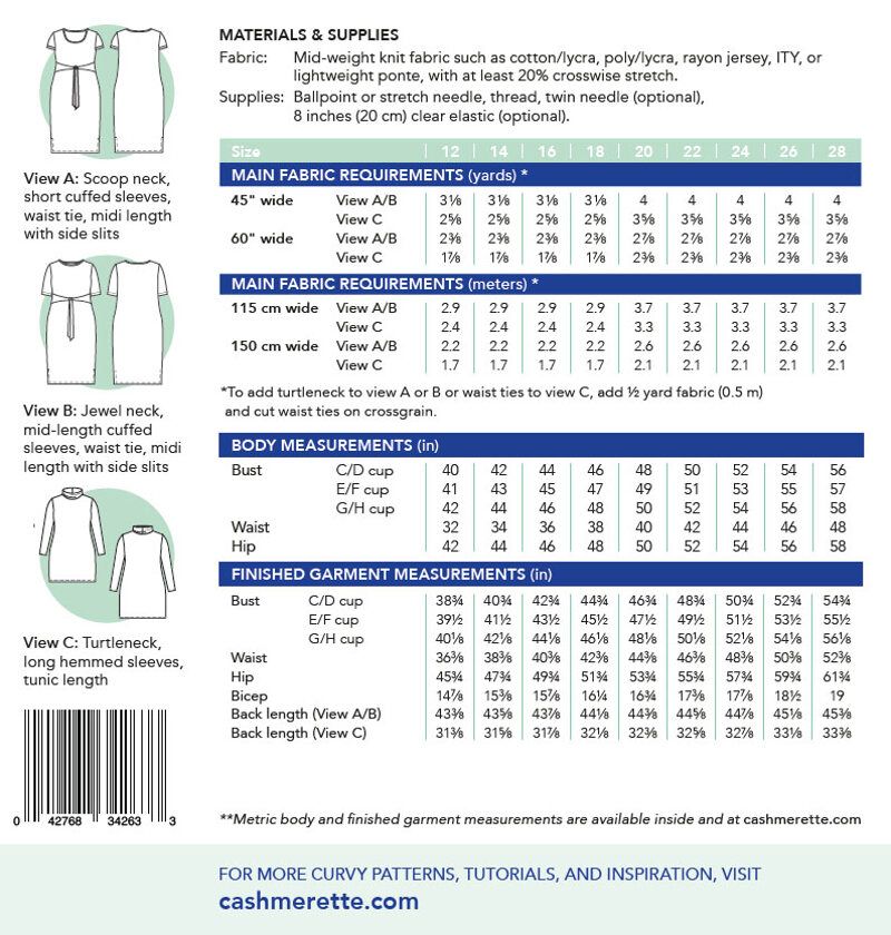 Cashmerette Pembroke Dress & Tunic Sewing Pattern 