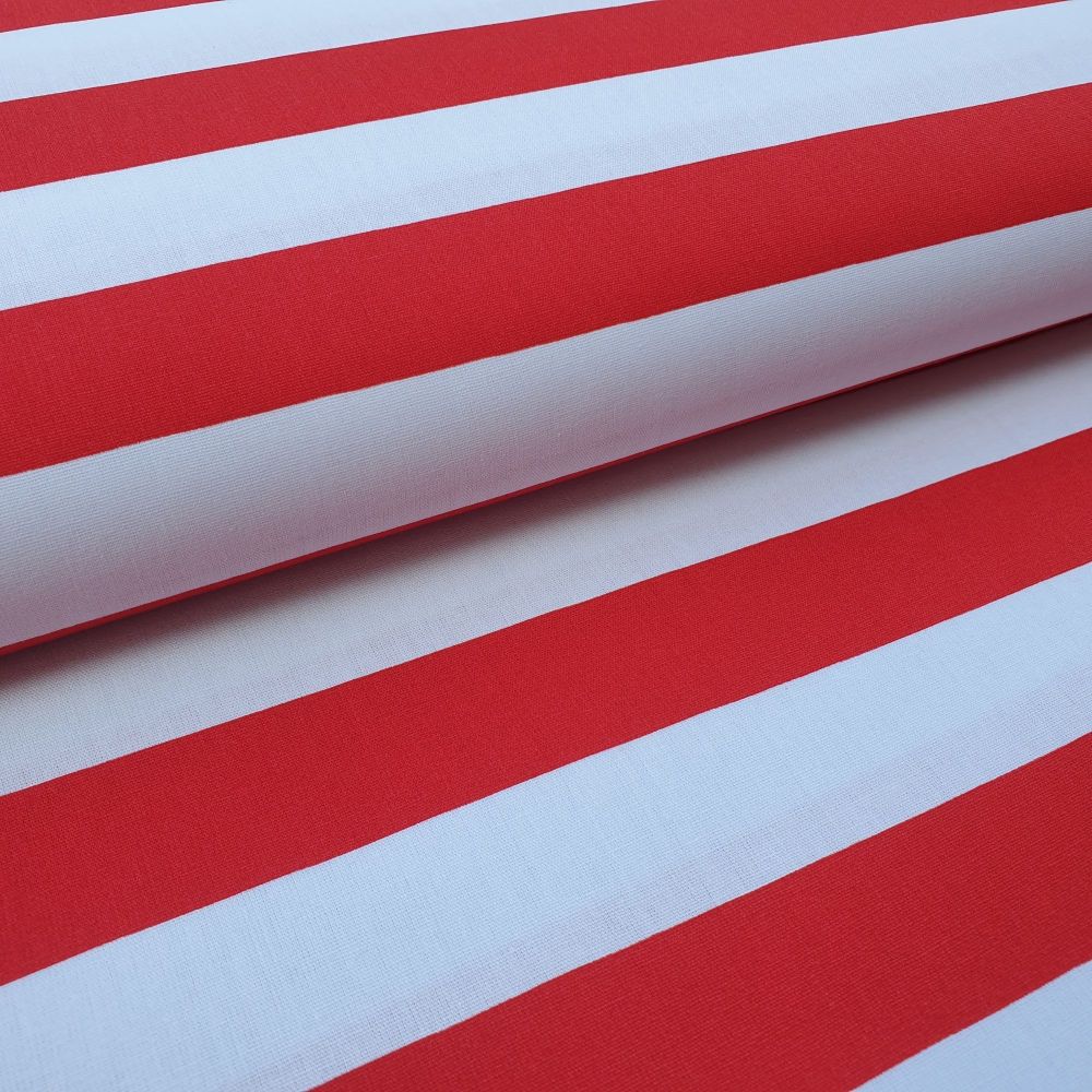 Red/White Stripes Cotton Fabric 