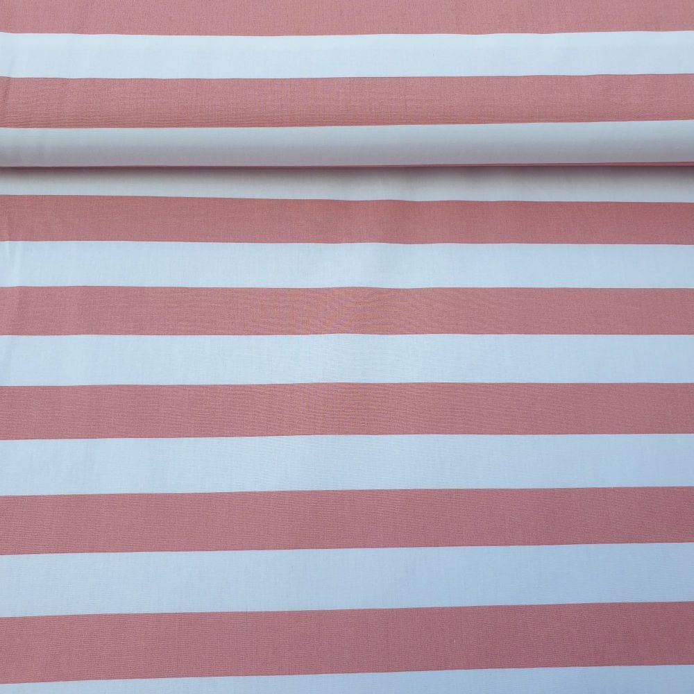 Pink/White Stripes Cotton Fabric 