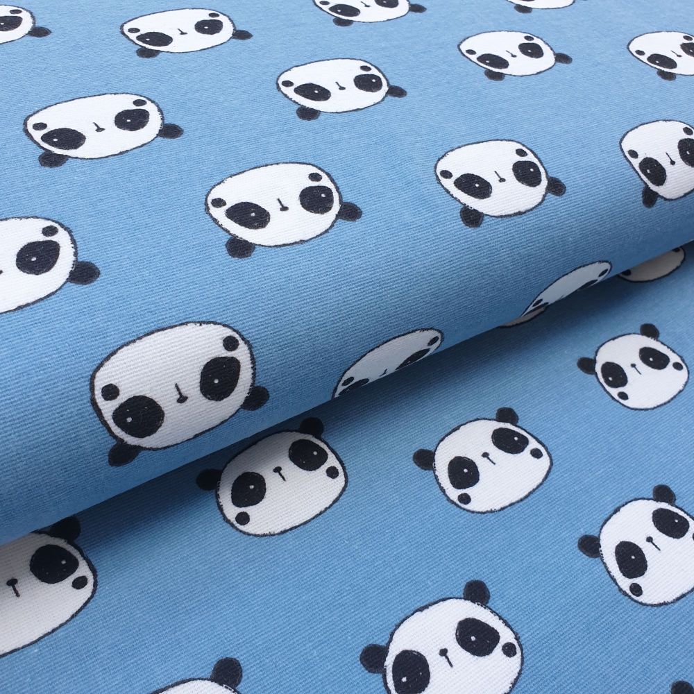 Blue Panda Flannel Fabric 