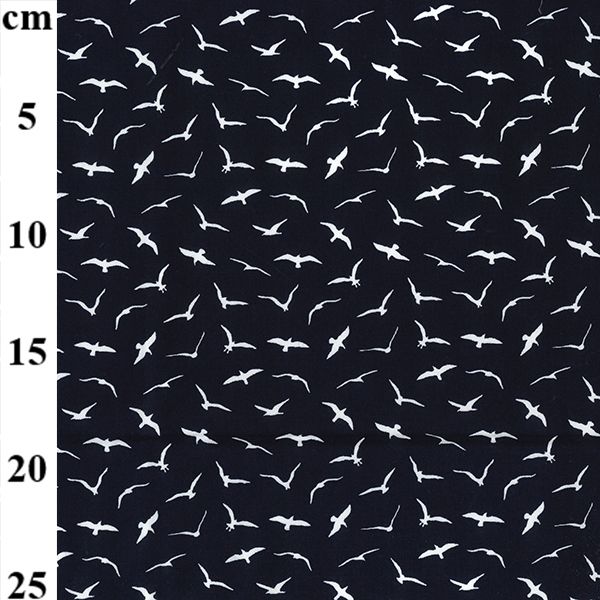 Cotton Poplin Birds Navy 