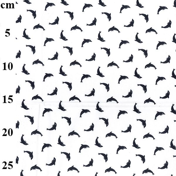 Cotton Poplin Dolphins White 