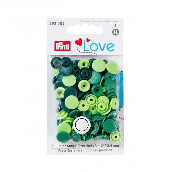 Prym Love Snap Fasteners 12.4mm 30pcs Greens 