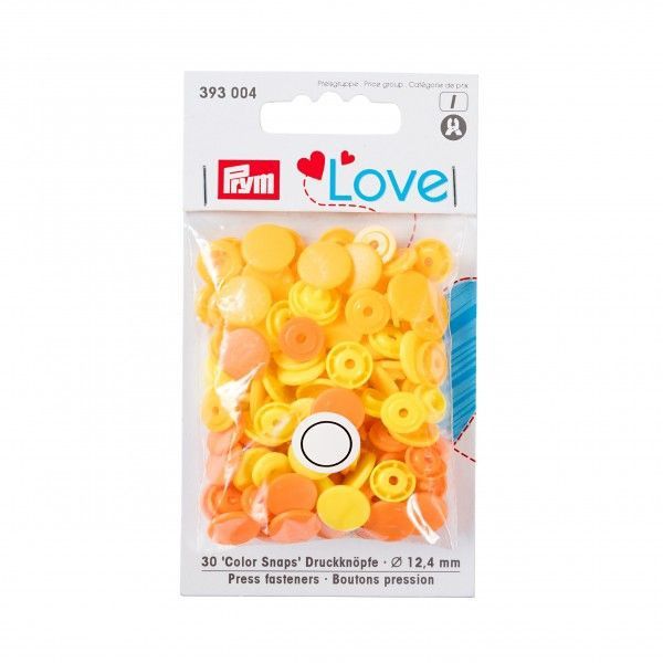 Prym Love Snap Fasteners 12.4mm 30pcs Orange/Yellow 