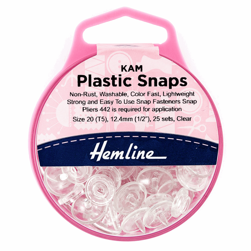 Hemline Kam Snap Plastic Fasteners 12.4mm 25pcs Clear 