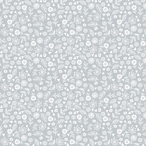Makower Essential Doodle Ditzy Cotton Fabric Pewter