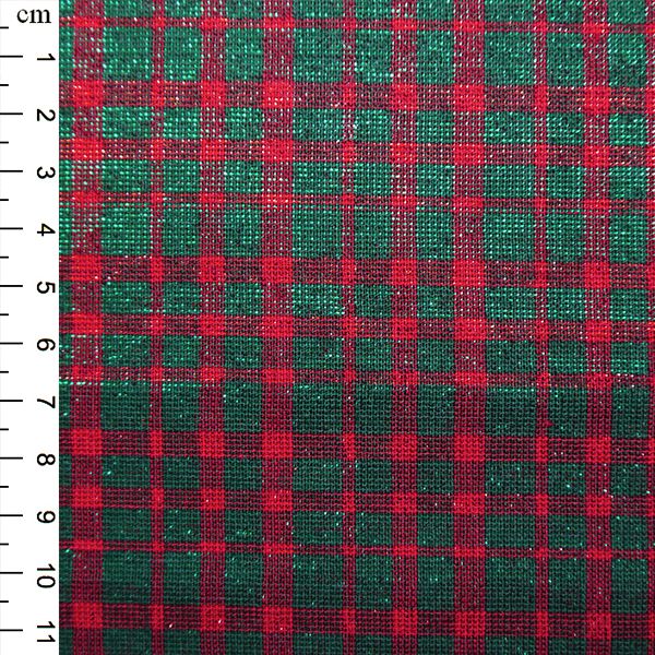 Christmas Cotton Lurex Fabric Check Green