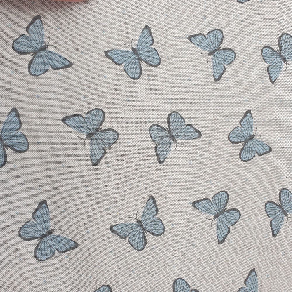 Pop Art Linen Look Butterflies Cotton Canvas Fabric