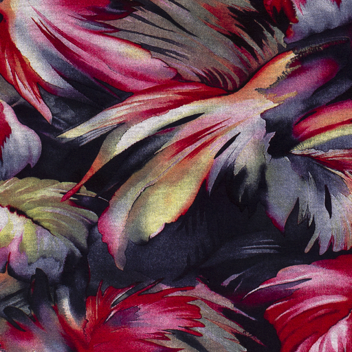 Viscose Discharge Jersey Fabric Flowers Fuchsia