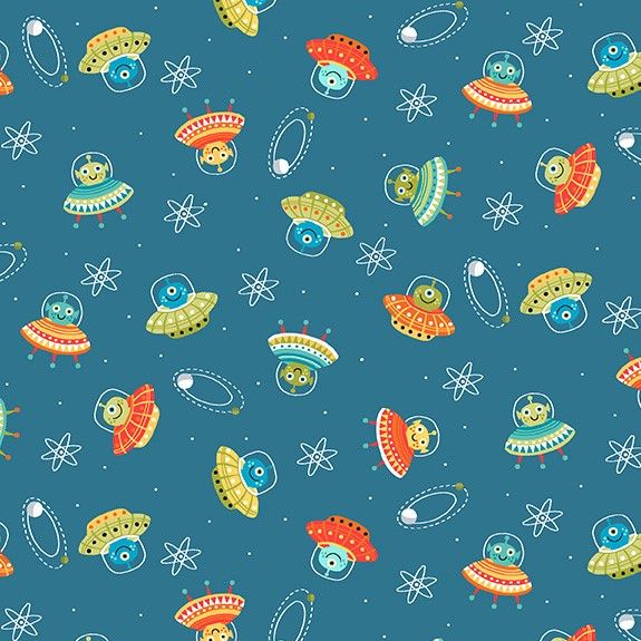 Makower Space Cotton Fabric Space Scatter Blue 