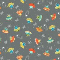 Makower Space Cotton Fabric Space Scatter Grey 