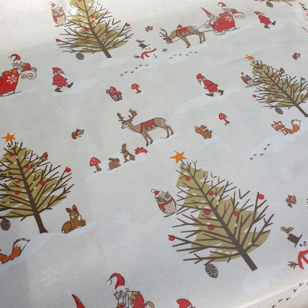 Oilcloth Cotton Fabric Christmas Wonderland