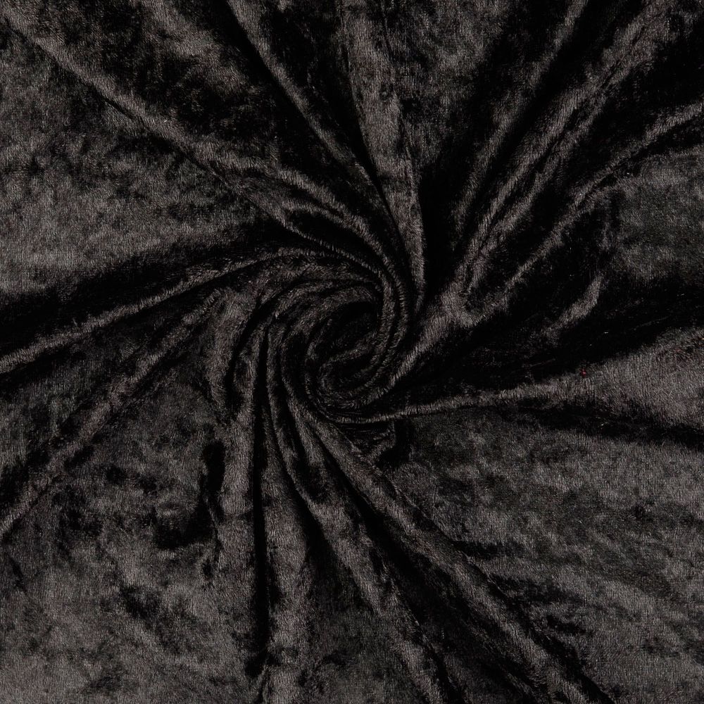 Crushed Velour Fabric Black 