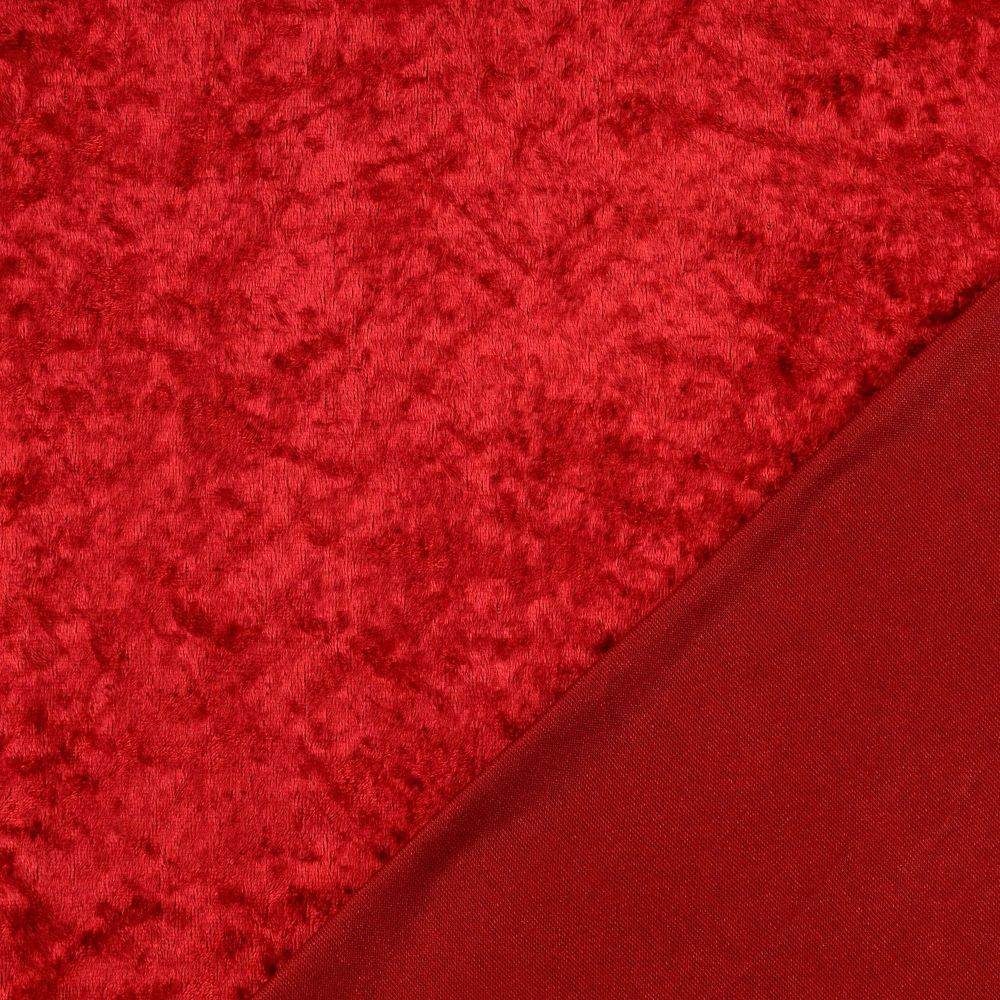 Crushed Velour Fabric Red