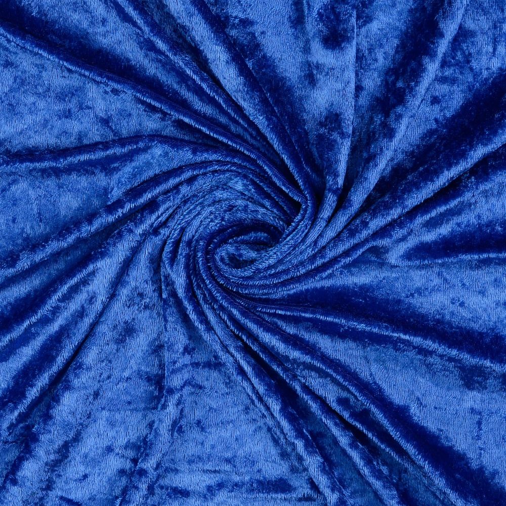Crushed Velour Fabric Royal Blue 