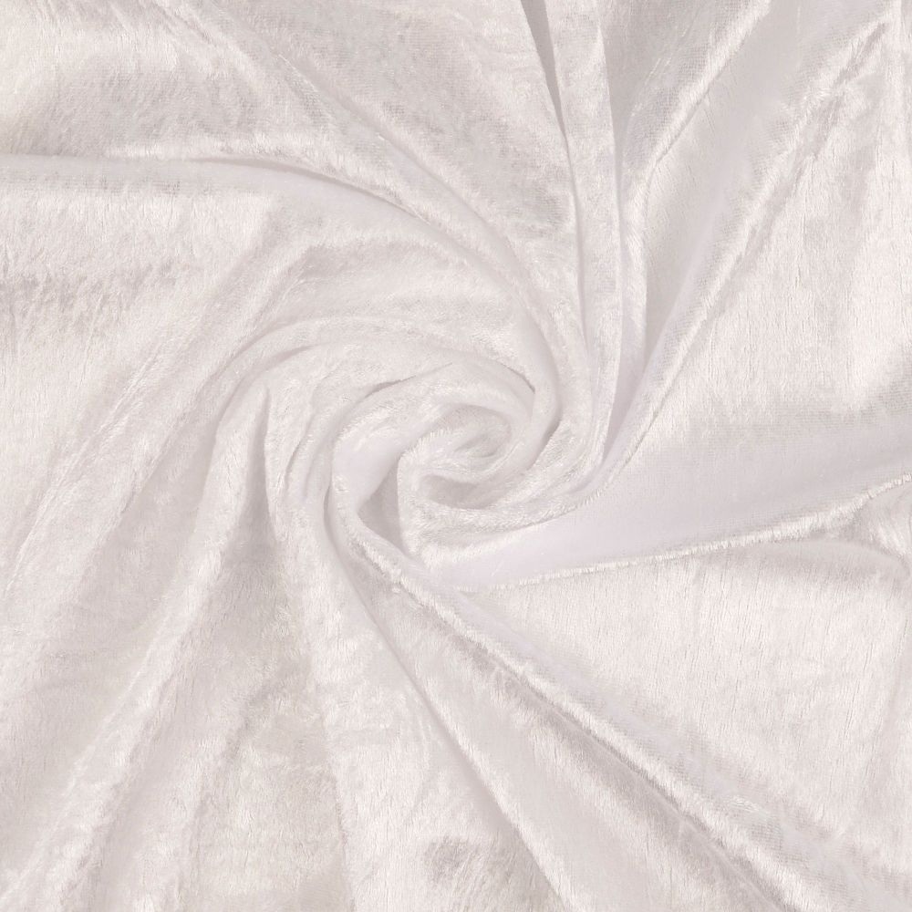 Crushed Velour Fabric White 