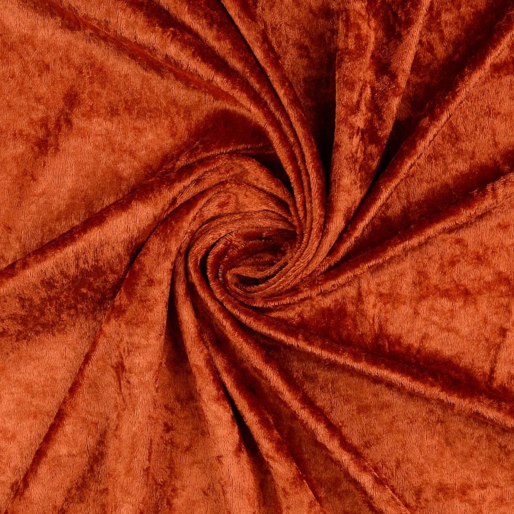 Crushed Velour Fabric Rust 