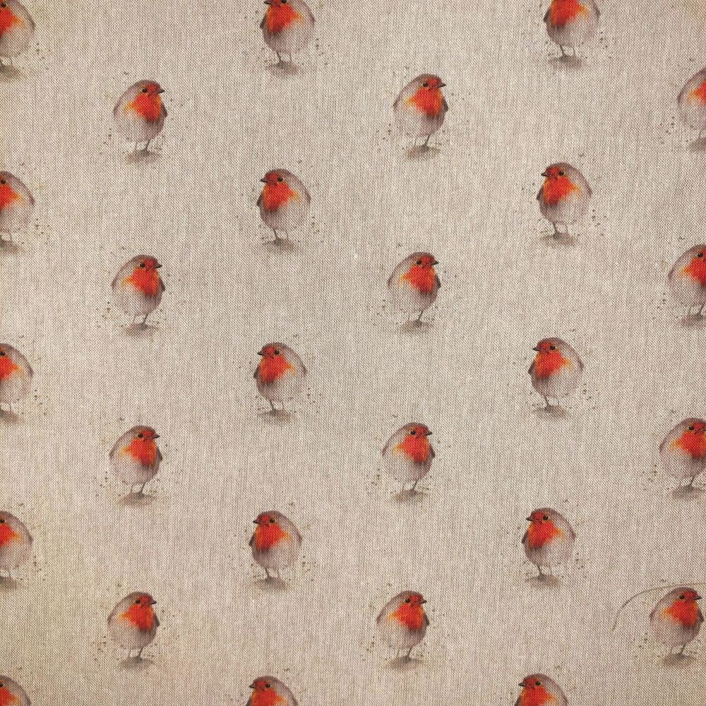 Pop Art Linen Look Cotton Canvas Fabric Robin New