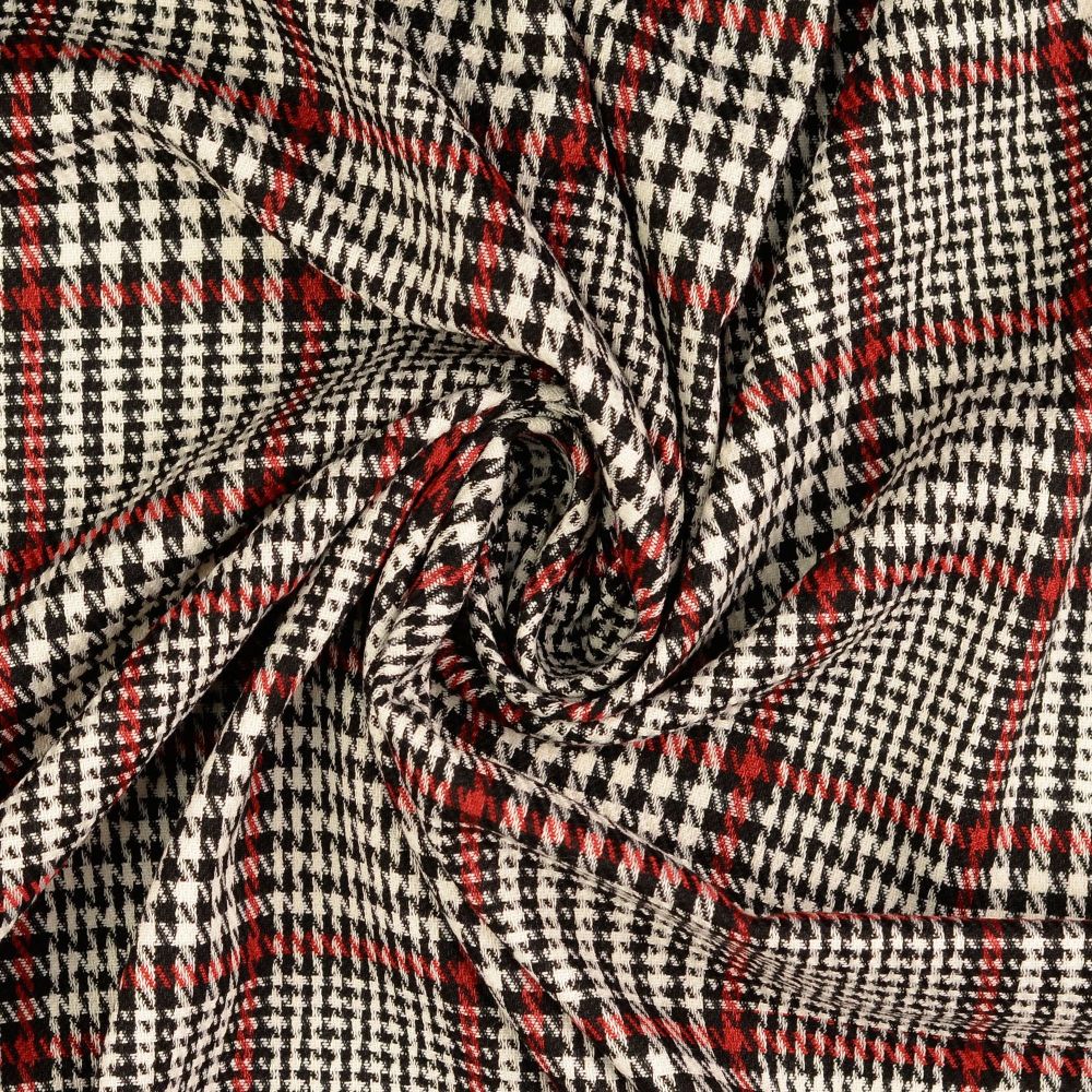 Stretch Knit Check Fabric Red 