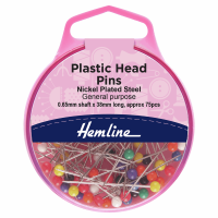 Hemline Plasic Coloured Head Pins 38mm 75pcs 