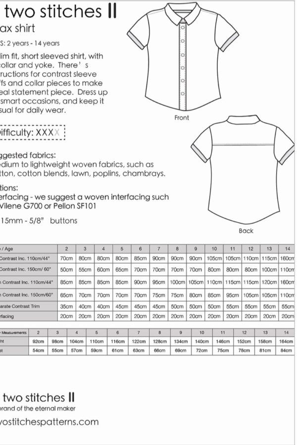 Two Stitches Sewing Pattern Max Shirt 