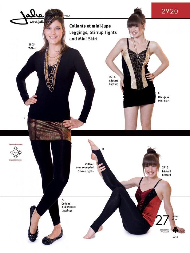 Jalie 2920 Leggings, Stirrup Tights & Mini Skirt Pattern For Girls and Women 