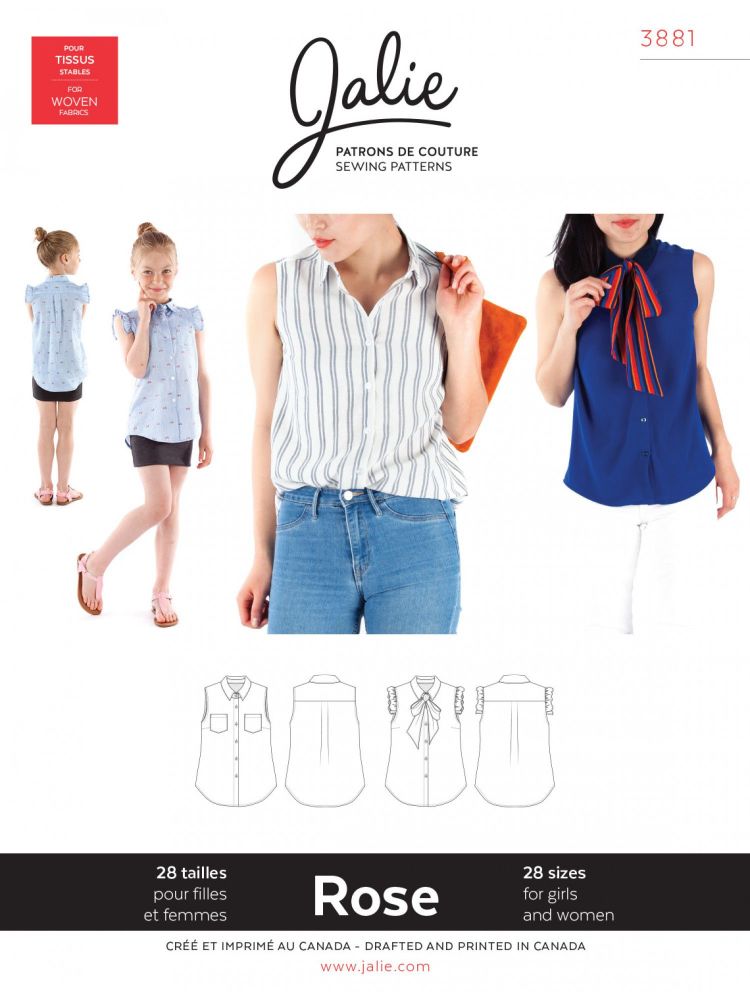 Jalie 3881 Rose Sleeveless Button Down Shirt For Girls and Women