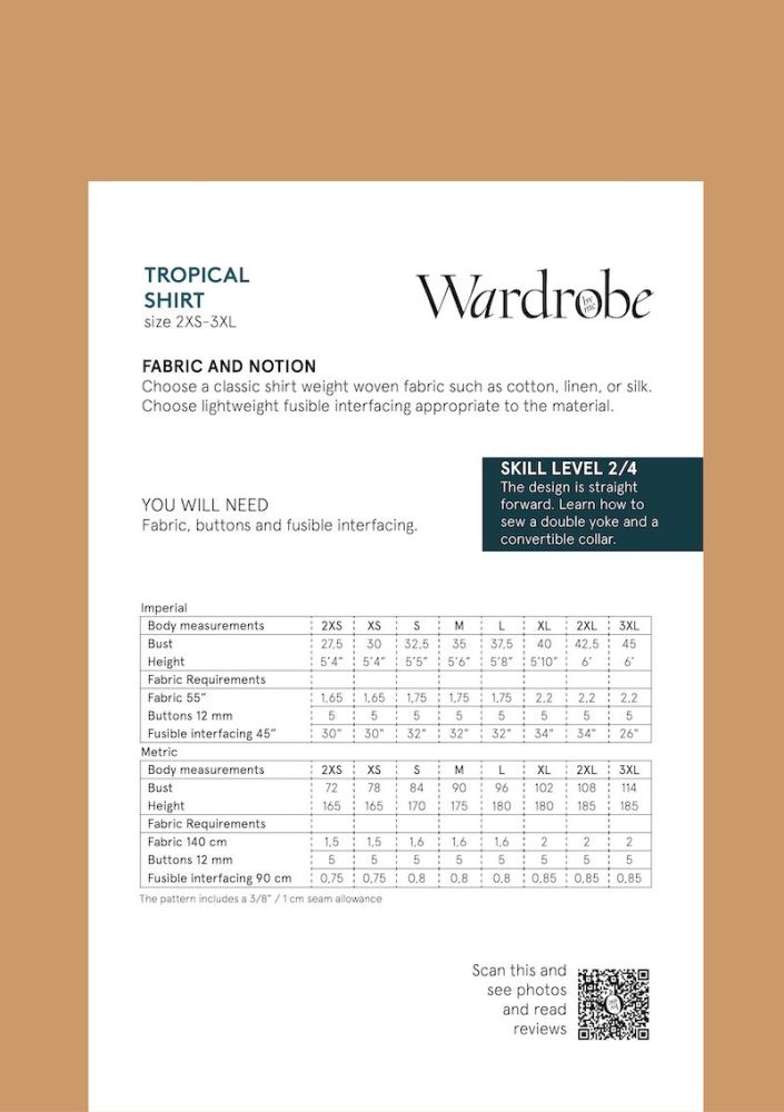 Wardrobe By Me Tropical Shirt For Men Sewing Pattern