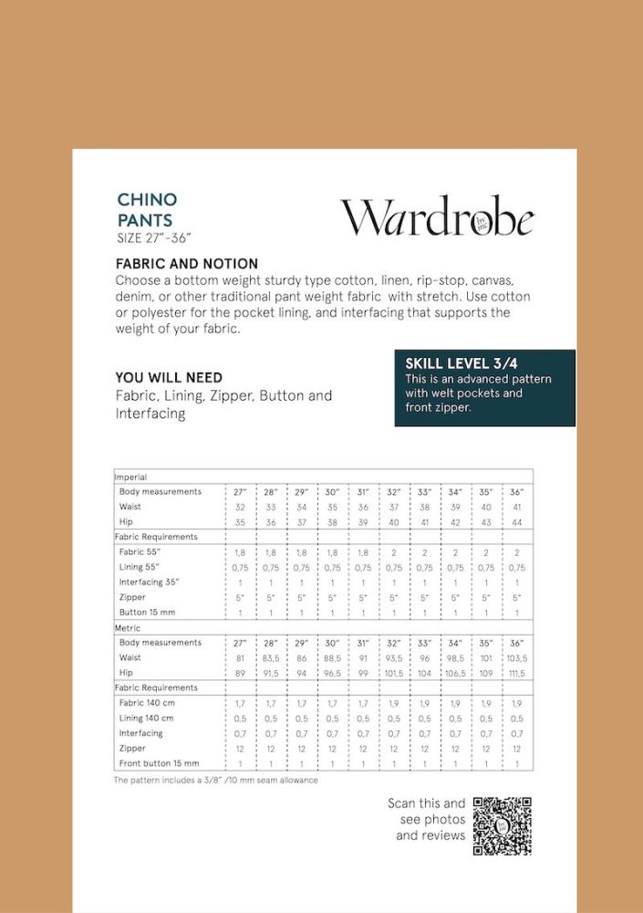 Wardrobe By Me Chino Pants For Men Sewing Pattern