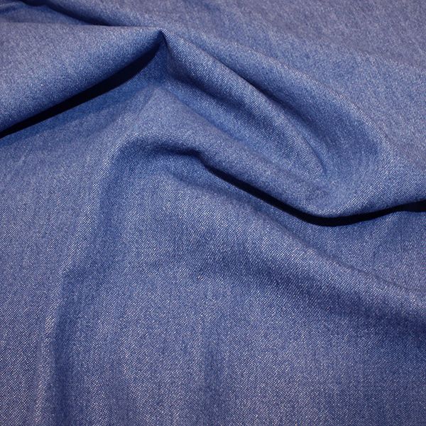 8oz Washed Denim Medium Blue Cotton Fabric 