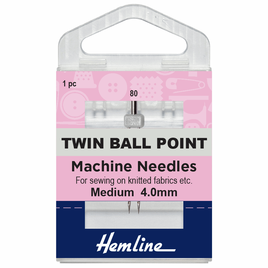 Hemline Twin Ball Point Needle 4.0mm 80/12 Medium 