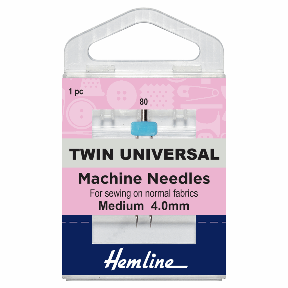 Hemline Twin Universal Needle 4.0mm 80/12 Medium 