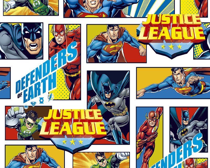 Little Johnny Cotton Fabric Justice League Defenders 