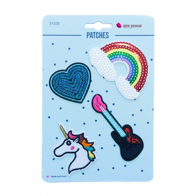 Iron on Patches Guitar Rainbow 