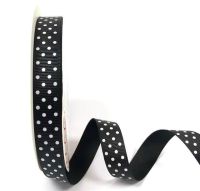 Bertie's Bows 16mm Grosgrain Ribbon with White Polka Dots Black 02